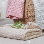 BabyOno, gebreide deken, katoen, beige, 75 cm x 100 cm, 1 stuk