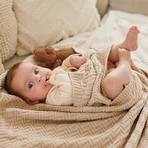 BabyOno, gebreide deken, katoen, beige, 75 cm x 100 cm, 1 stuk