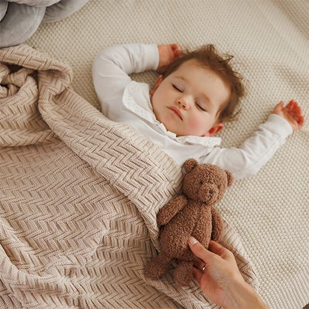 BabyOno, gebreide deken, katoen, beige, 75 cm x 100 cm, 1 stuk