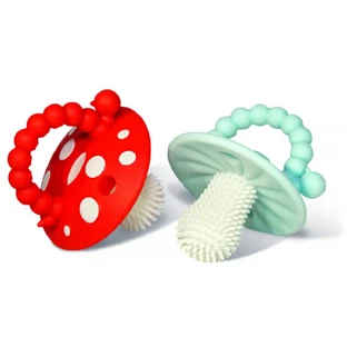RaZbaby, speech therapy teether, mushroom, red and blue, from 3 months, 2 pieces
