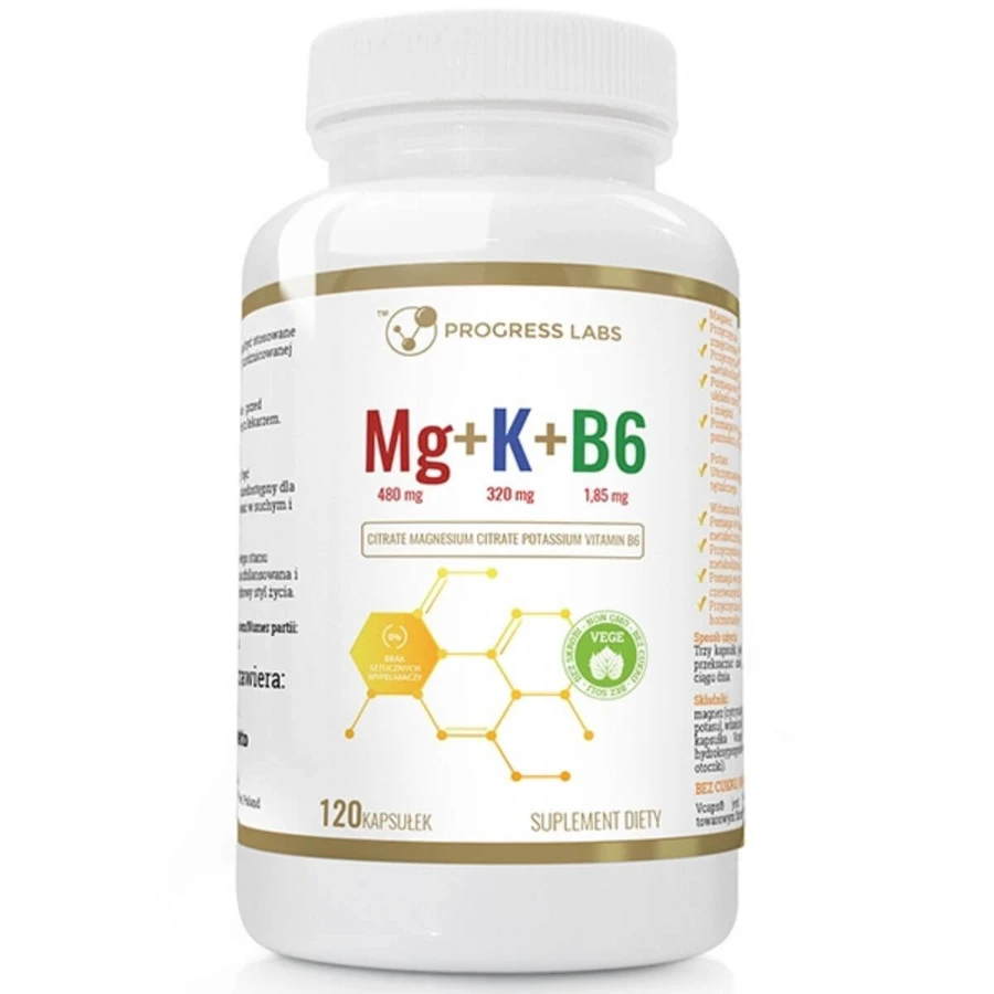 Progress Labs Magnesium + Potassium + B6, 120 capsules