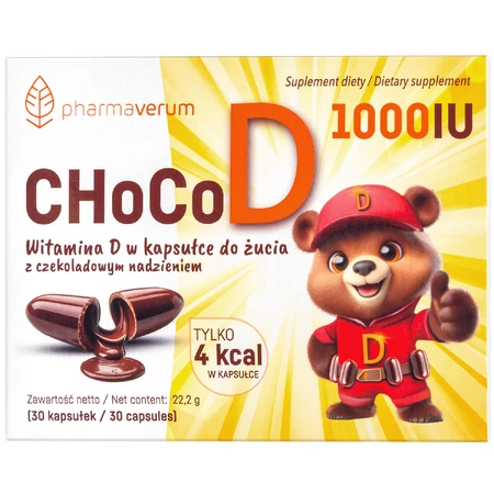 ChocoD, vitamine D pour les enfants à partir de 4 ans, 30 gélules