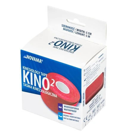 Novama Kino2, kinesiology tape, red, 5 cm x 5 m