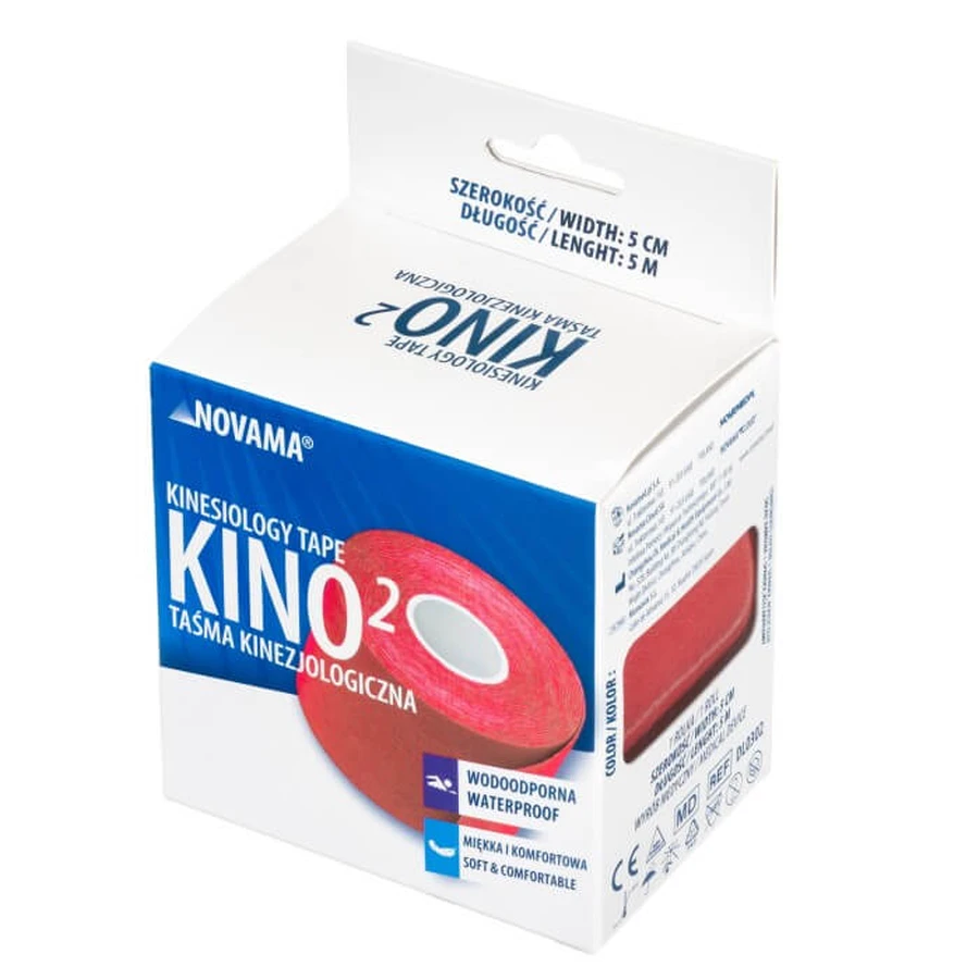 Novama Kino2, kinesiology tape, red, 5 cm x 5 m