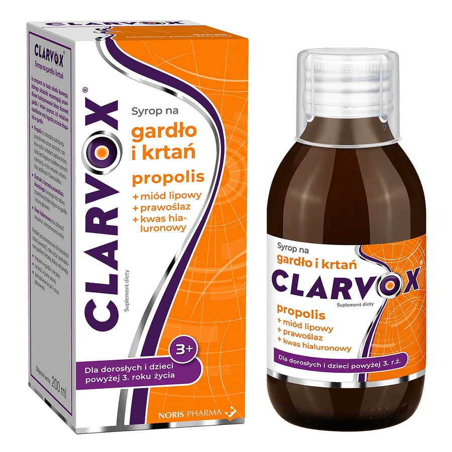 Clarvox Keel- en strottenhoofdsiroop voor volwassenen en kinderen vanaf 3 jaar, propolis, 200 ml