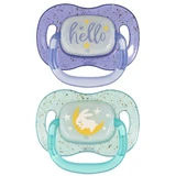 Canpol Baby's, fopspeen, 0-6 maanden, siliconen, symmetrisch, Night Glow, marineblauw en blauw, 2 stuks