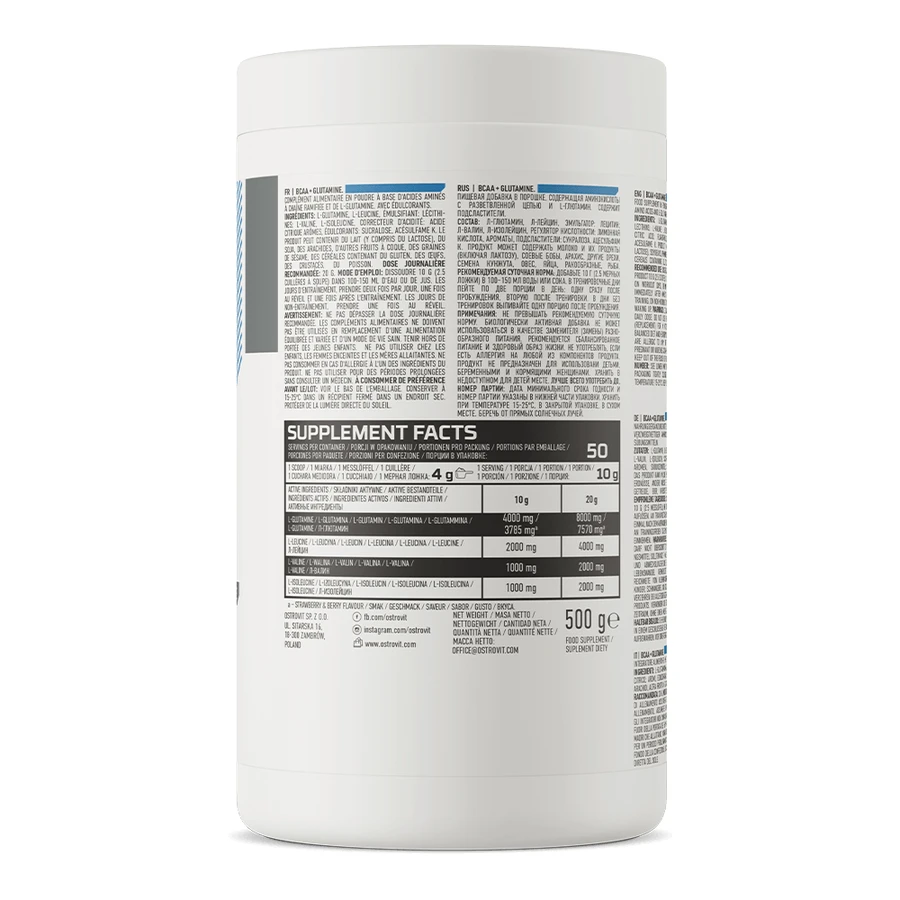 OstroVit, BCAA + Glutamina, Naranja, 500 g