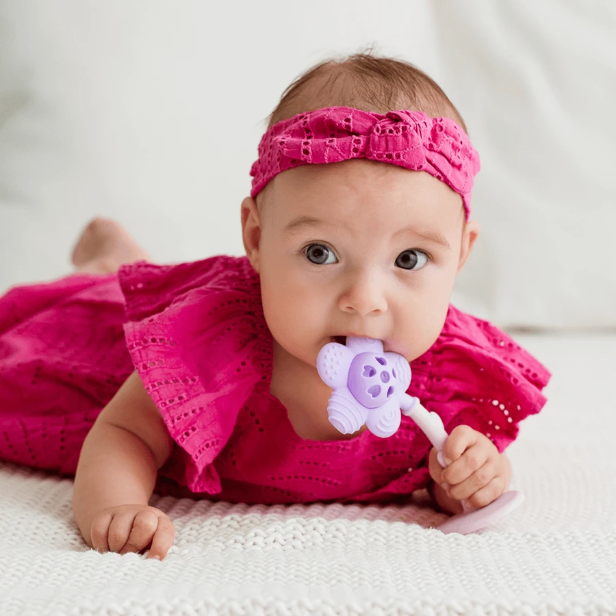Dumel GiliGums, mordedor, Flor alegre, morado, a partir de 3 meses, 1 pieza