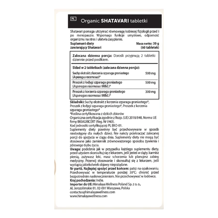 Himalaya Organic Shatavari set, 2 x 60 comprimidos