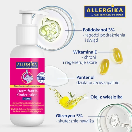 Allergica Dermifant, vochtinbrengende lotion voor kinderen, snelle hulp, 200 ml
