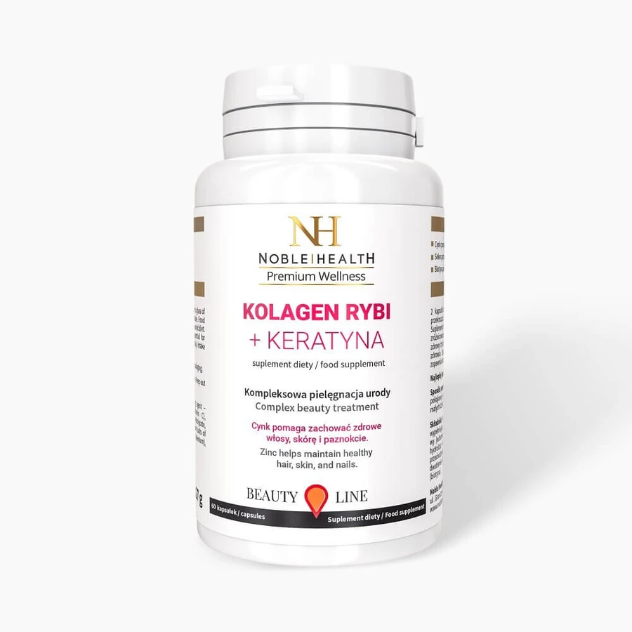 Noble Health Collagène de poisson + Kératine, 60 gélules