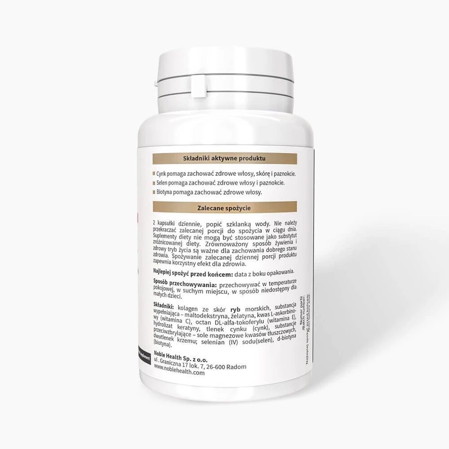 Noble Health Collagène de poisson + Kératine, 60 gélules