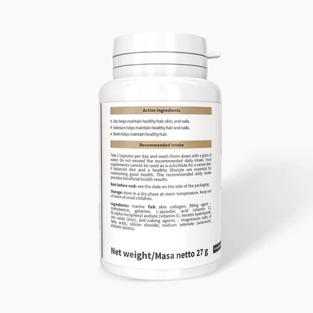Noble Health Collagène de poisson + Kératine, 60 gélules