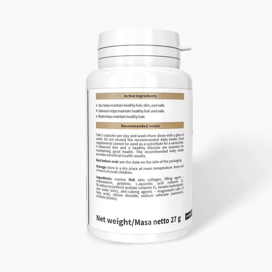 Noble Health Collagène de poisson + Kératine, 60 gélules