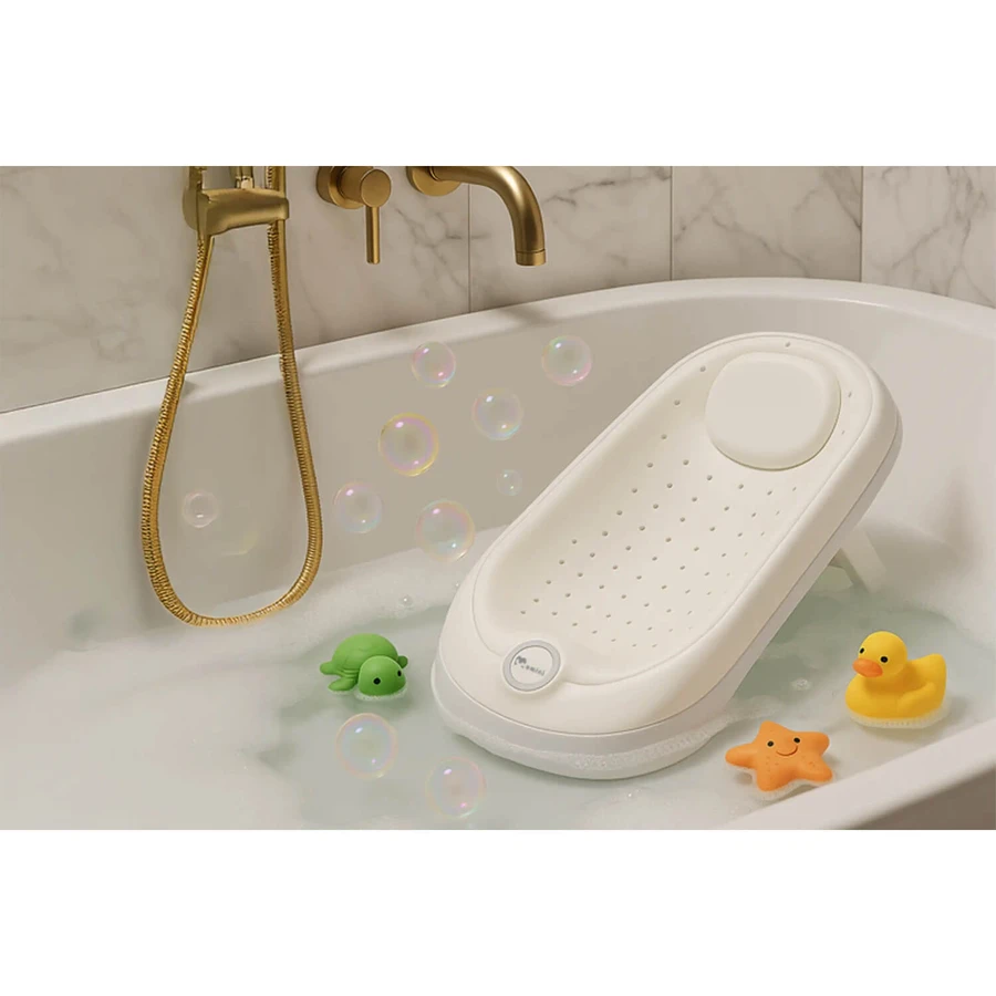 Momini BathBuddy, soporte de baño plegable para bebés, beige