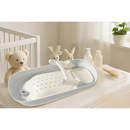 Momini BathBuddy, soporte de baño plegable para bebés, beige
