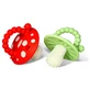 RaZbaby, logopedie bijtring, paddenstoel, rood en groen, vanaf 3 maanden, 2 stuks