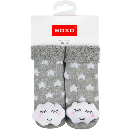 Soxo, calcetines para bebé con sonajero, talla 16-18, nube, 1 par