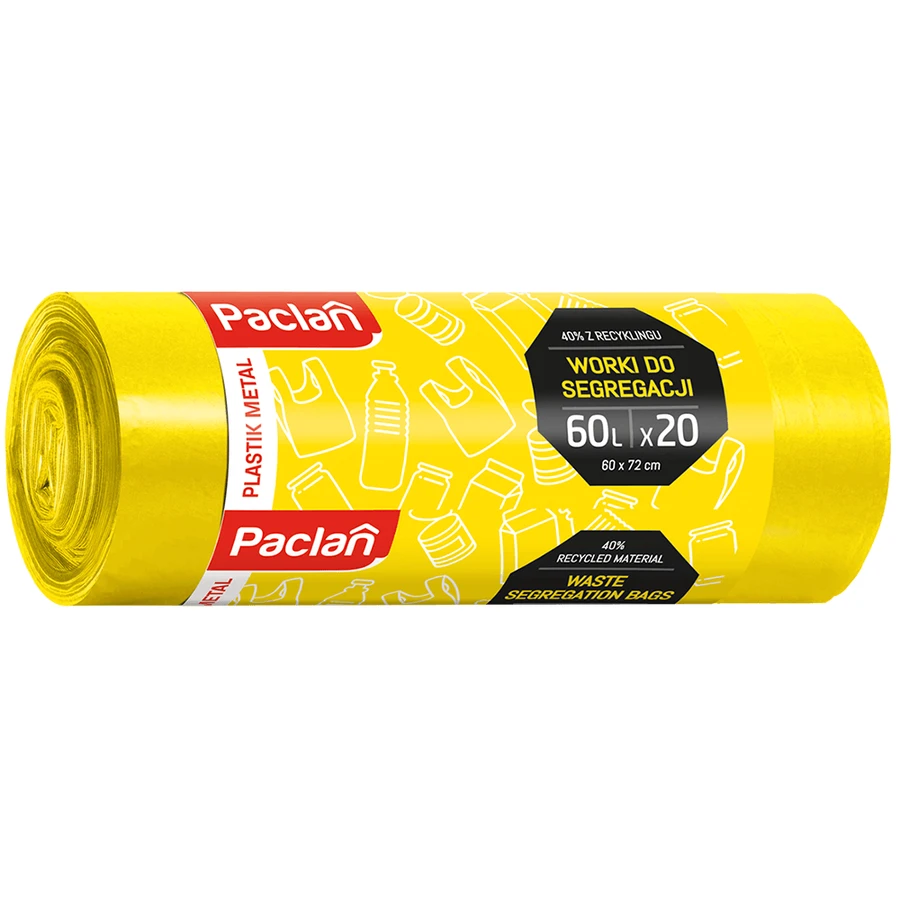 Paclan, Recycling-Säcke, Kunststoff, gelb, 60 l x 20 Stück