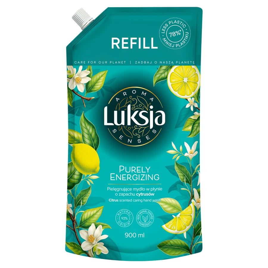 Luxja Aroma Senses, pflegende Flüssigseife mit Zitrusduft, Purely Energizing, Vorrat, 900 ml