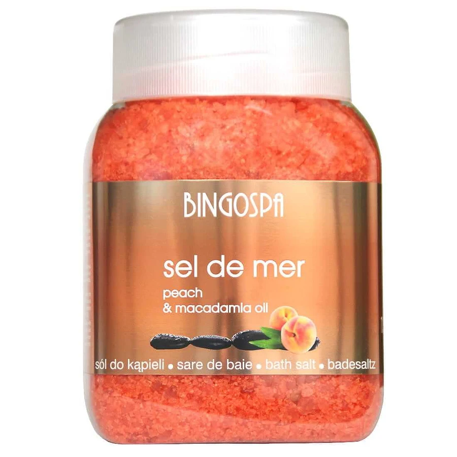 Bingospa Sel de mer, Badesalz, Pfirsich- und Macadamiaöl, 1,35 kg