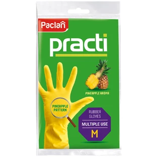 Paclan Practi, rubber gloves, scented, pineapple, size M, 2 pieces