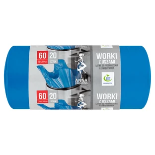 Anna Zaradna, Müllsäcke mit Ohren, blau, 60 l, 20 Stück