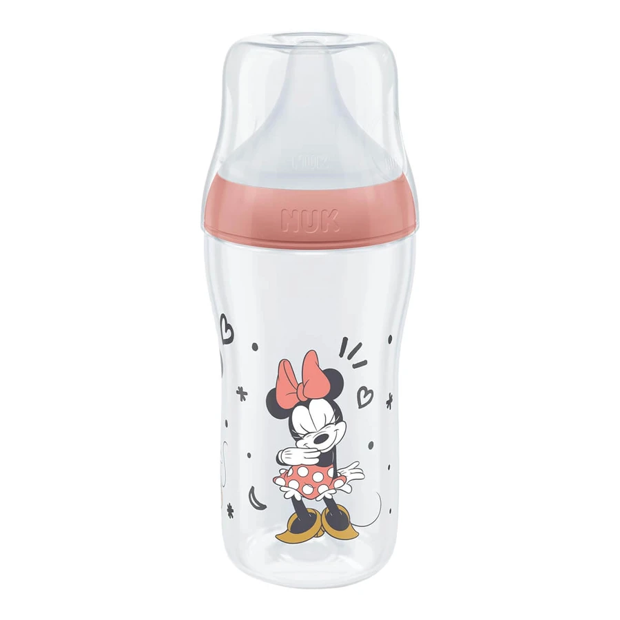 NUK Perfect Match, biberón anticólico con tetina de silicona, talla M, Minnie Mouse, a partir de 3 meses, 260 ml