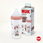 NUK Perfect Match, biberón anticólico con tetina de silicona, talla M, Minnie Mouse, a partir de 3 meses, 260 ml