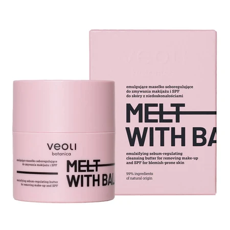 Veoli Botanica Fundente con Equilibrio, manteca desmaquillante emulsionante seborreguladora, piel con imperfecciones, 40 g
