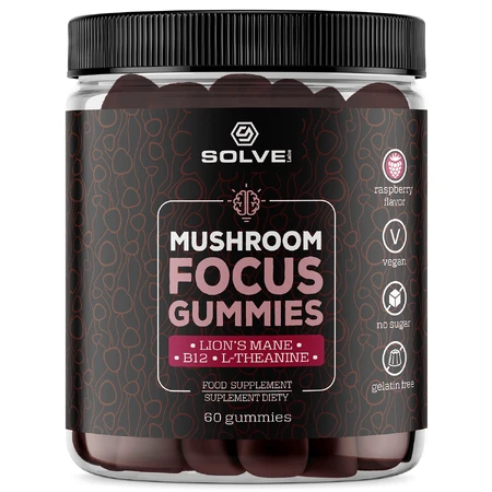 Solve Labs Mushroom Focus Gummies, Geleebonbons, 60 Stück