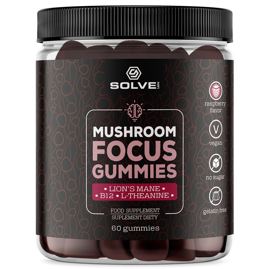 Solve Labs Mushroom Focus Gummies, Geleebonbons, 60 Stück