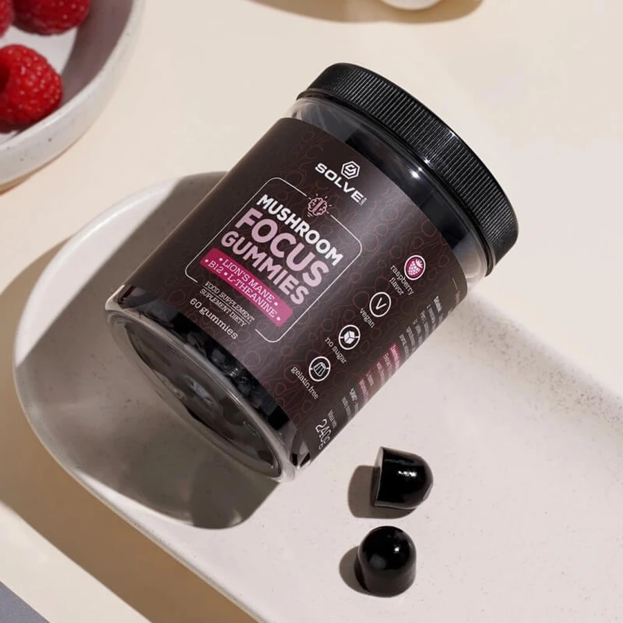 Solve Labs Mushroom Focus Gummies, Geleebonbons, 60 Stück
