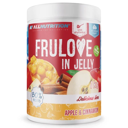 Allnutrition Frulove In Jelly Apple & Cinammon, pommes à la cannelle en gelée, sans sucre ajouté, 1 kg