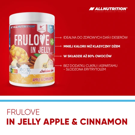 Allnutrition Frulove In Jelly Apple & Cinammon, pommes à la cannelle en gelée, sans sucre ajouté, 1 kg