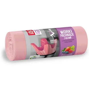 Anna Zaradna, geparfumeerde vuilniszakken met oren, fruitgeur, 35 l, 20 stuks
