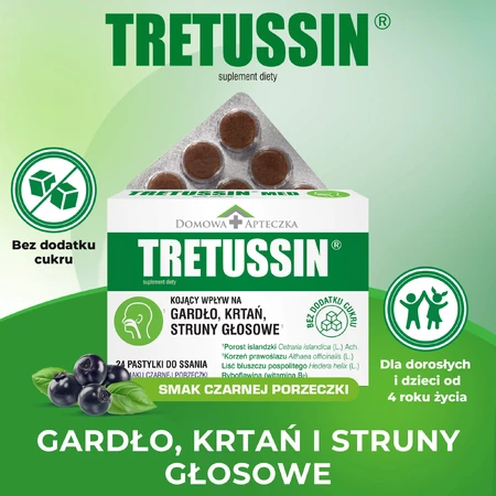 Tretussin, zwarte bessensmaak, 24 zuigtabletten