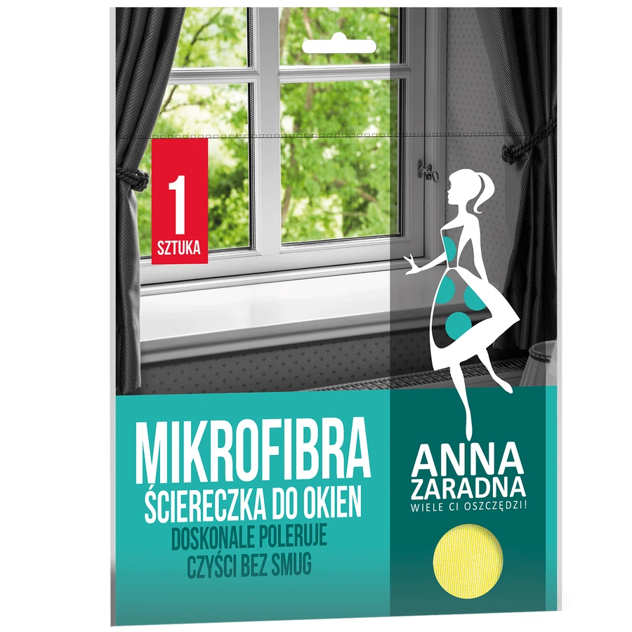 Anna Zaradna, microfiber window cloth, yellow, 32 x 32 cm, 1 piece