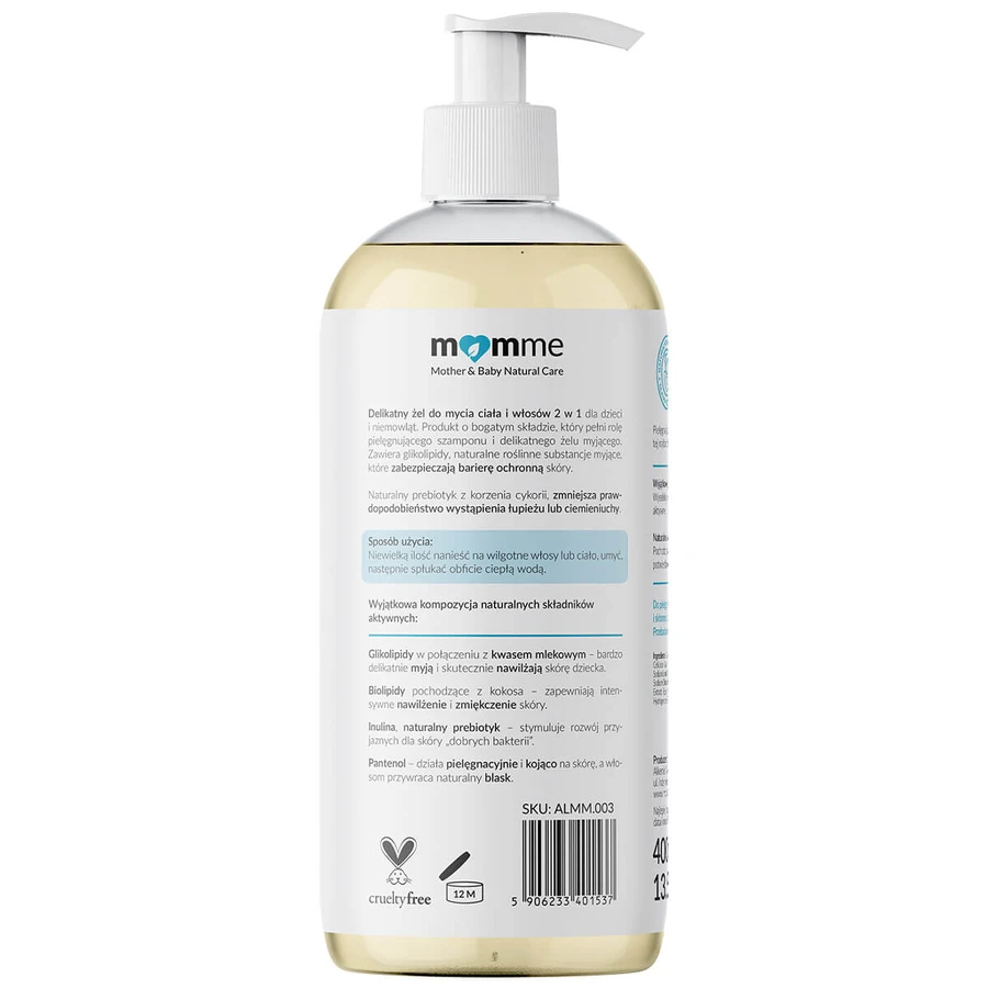 Momme, sanftes 2-in-1 Waschgel, von Geburt an, 400 ml
