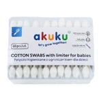 AKUKU, oorstokjes met stop voor baby's en kinderen, 60 stuks