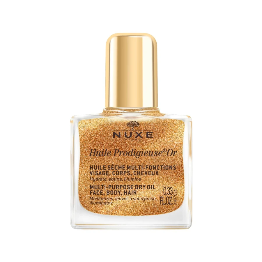 Nuxe Ready Go Glow Set, Honig-Lippenöl, 10ml + Trockenöl, 10ml + Haargummiband