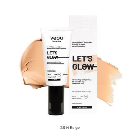 Veoli Botanica Let's Glow, brightening and moisturizing BB cream for dry and normal skin, SPF 20, 2.5 N Beige, 30 ml