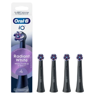 Oral-B iO Radiant White, Ersatzaufsätze für magnetische Zahnbürste, schwarz, 4 Stück