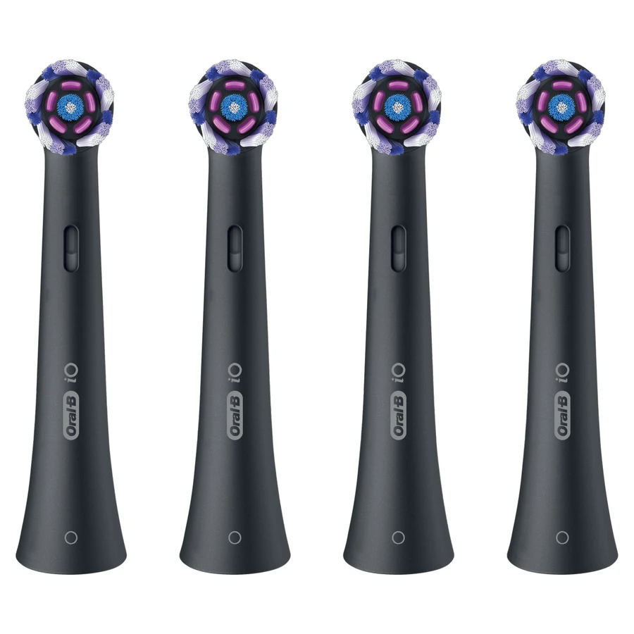 Oral-B iO Radiant White, Ersatzaufsätze für magnetische Zahnbürste, schwarz, 4 Stück