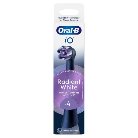 Oral-B iO Radiant White, Ersatzaufsätze für magnetische Zahnbürste, schwarz, 4 Stück