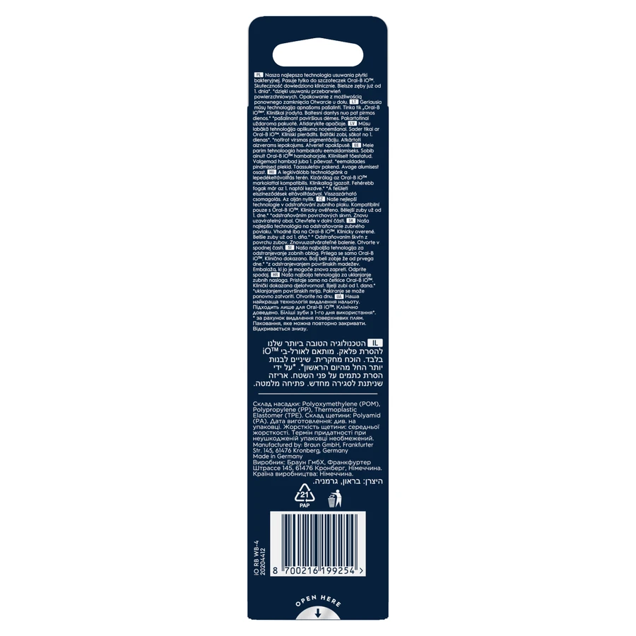 Oral-B iO Radiant White, Ersatzaufsätze für magnetische Zahnbürste, schwarz, 4 Stück
