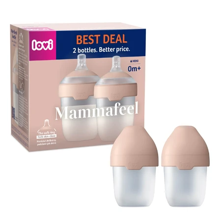 Lovi Mammafeel set, biberón, con mini tetina, desde el nacimiento, 2 x 150 ml