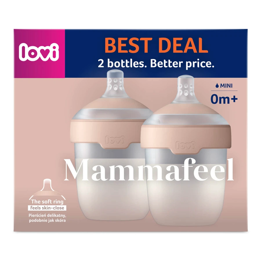 Lovi Mammafeel set, biberón, con mini tetina, desde el nacimiento, 2 x 150 ml