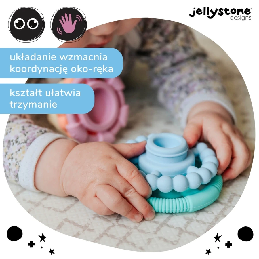 Jellystone Designs, mordedor de silicona, torre pequeña, pastel, a partir de 3 meses, 1 unidad