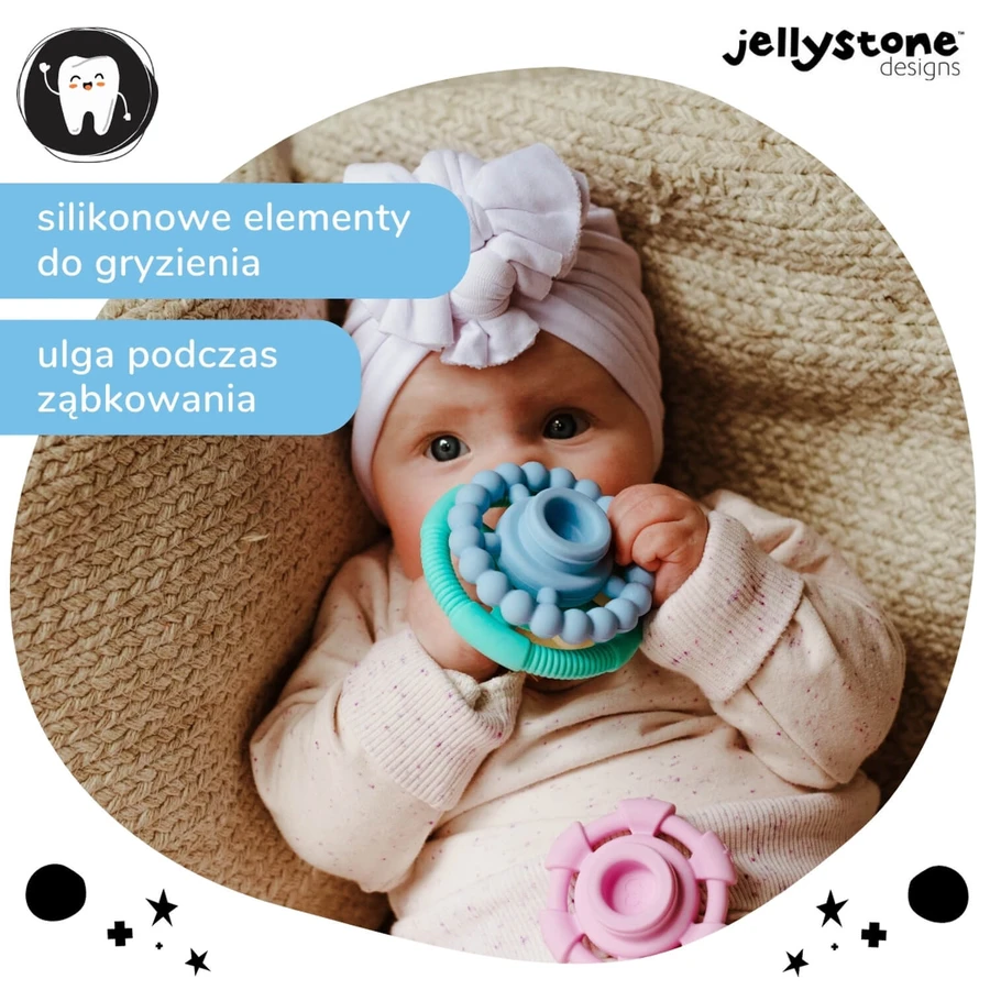 Jellystone Designs, mordedor de silicona, torre pequeña, pastel, a partir de 3 meses, 1 unidad